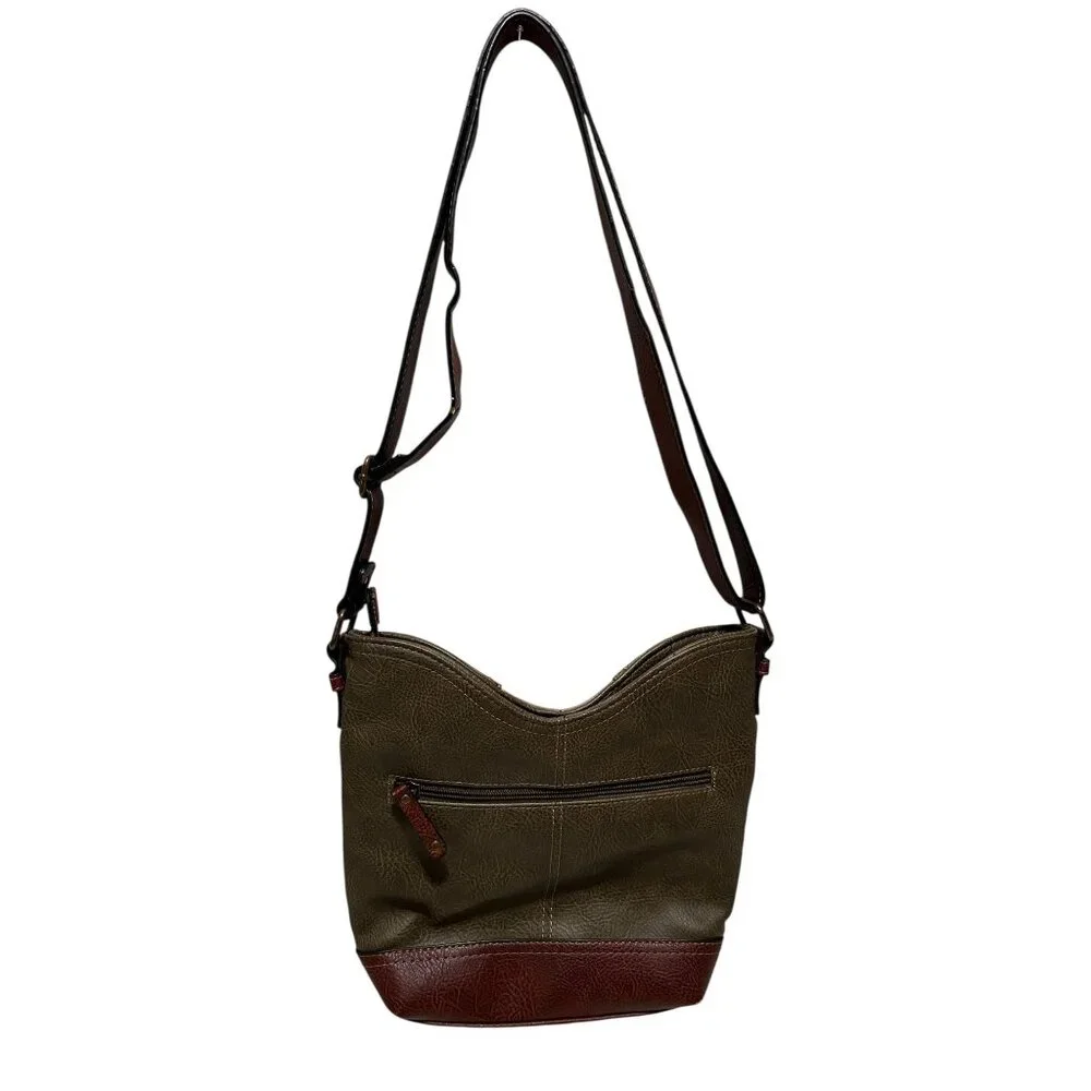 B.O.C Womens Two-Tone Faux Leather Crossbody Bag Purse With Adjustable Strap - Picture 3 of 13